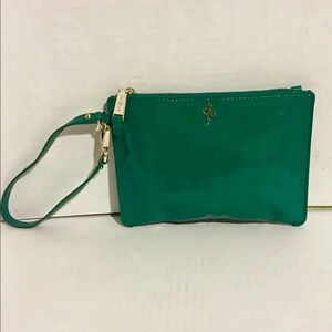 Cole Haan green leather wristlet bag